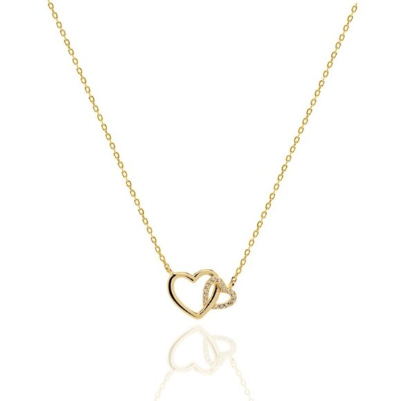 NWT Veronica Interlocking Heart Necklace // 14kt Gold Vermeil + CZ - Picture 1 of 5